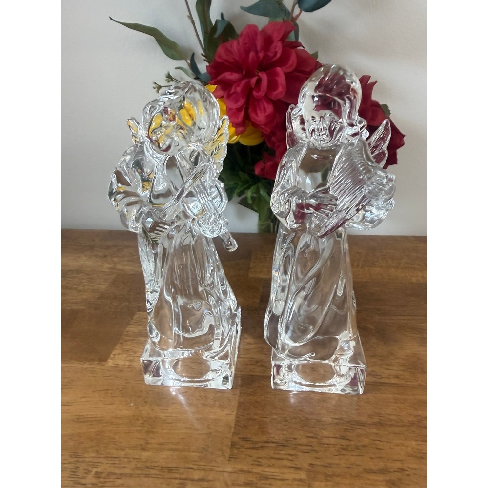 Mikasa Crystal Angel Figurines Herald Collection Harp Violin Crystal Germany